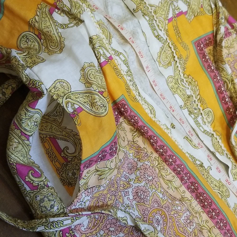 Magaschoni Kimono Paisley Scarf Print 100% Linen NWT - Picture 9 of 12